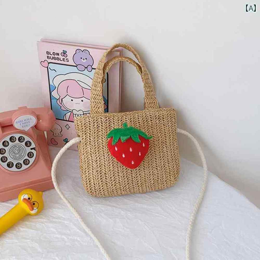 Girls Straw Cross Body Bag